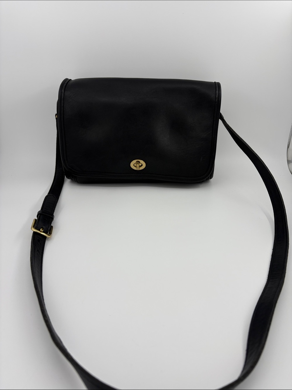 Coach Black Leather Crossbody with Gold Hardware